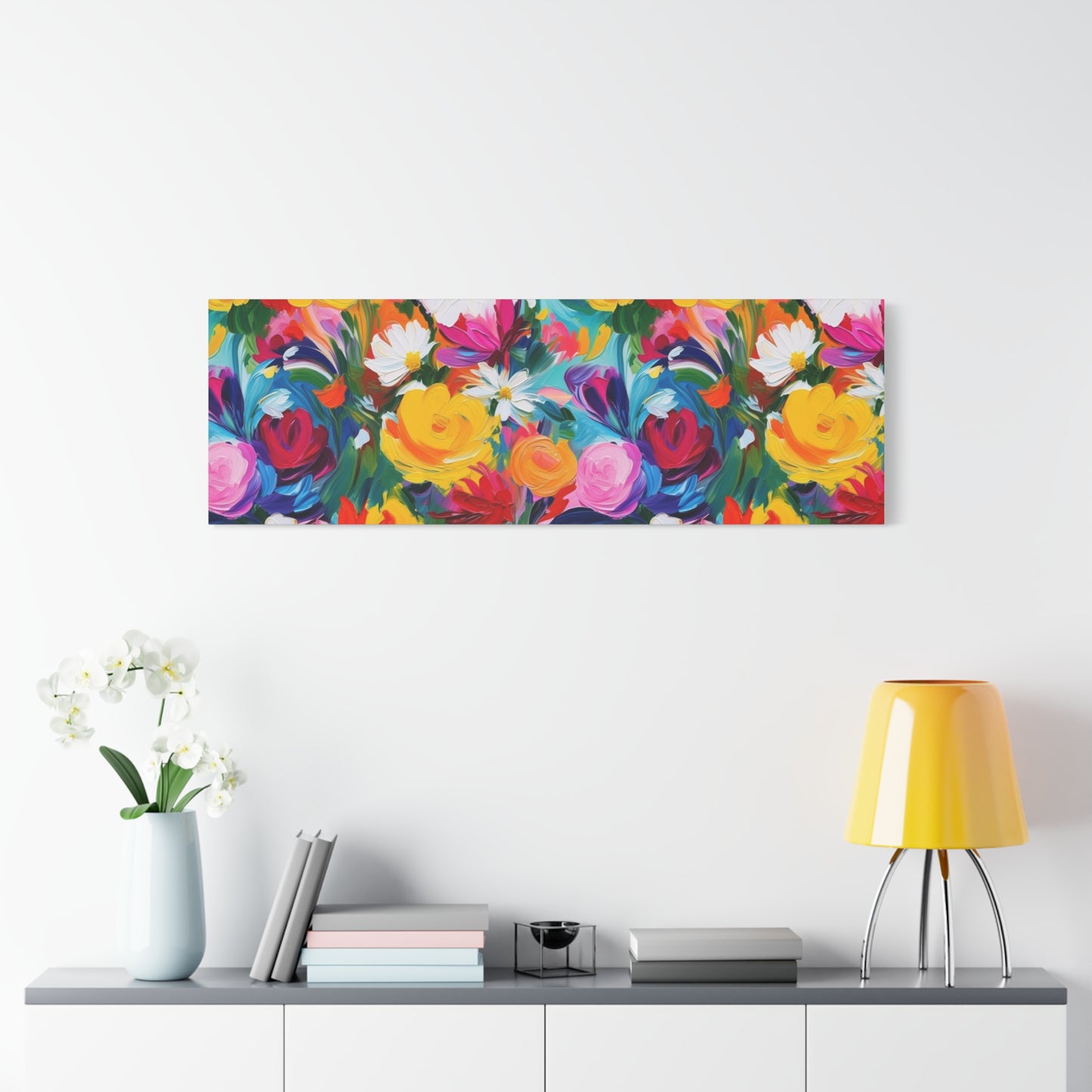 Vibrant Floral Matte Canvas Wall Art — Colorful Garden Print, Stretched 1.25"