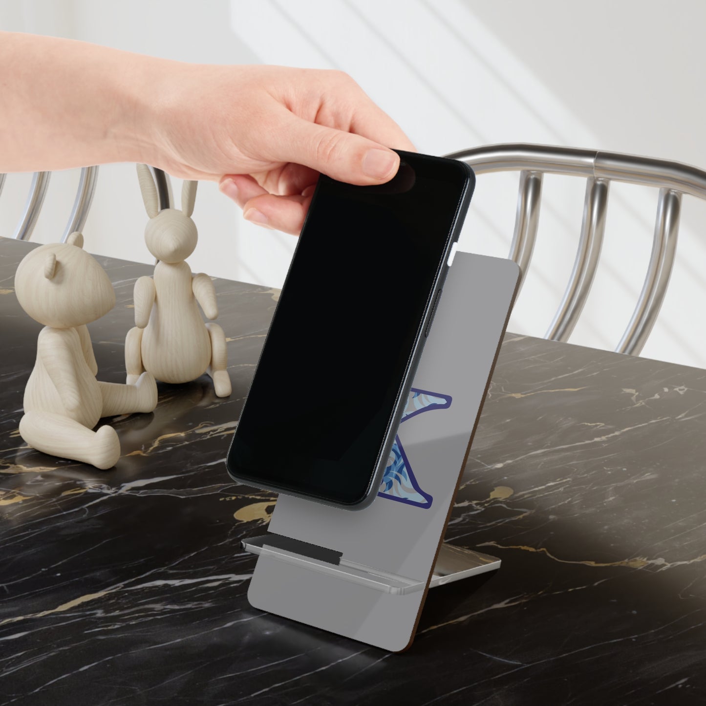 Monogram 'K' Floral Phone Stand — Foldable Mobile Display Dock