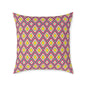 Geometric Retro Diamond Throw Pillow — Pink & Mustard Accent Cushion