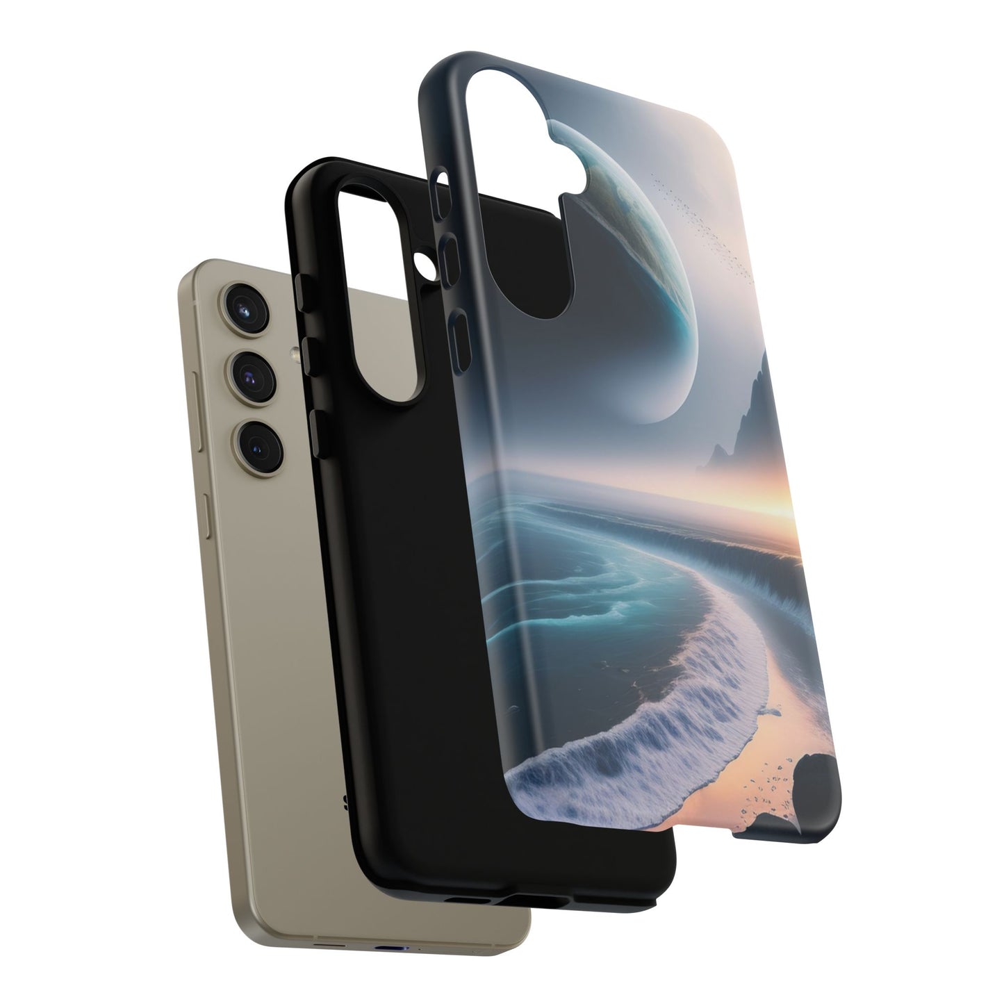 Galaxy Ocean Phone Case — Surreal Planet Beach Tough Case