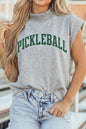 Light Grey PICKLEBALL Lettering Mock Neck Short Sleeve Top