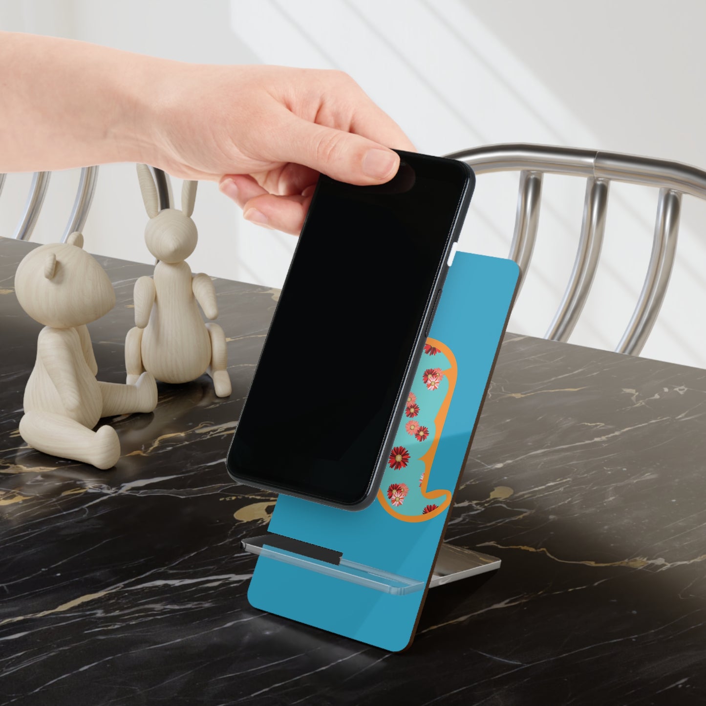 Floral Mobile Display Stand, Personalized Phone Holder, Desk Organizer, Unique Gift for Students, Home Office Decor, Tech Accessories