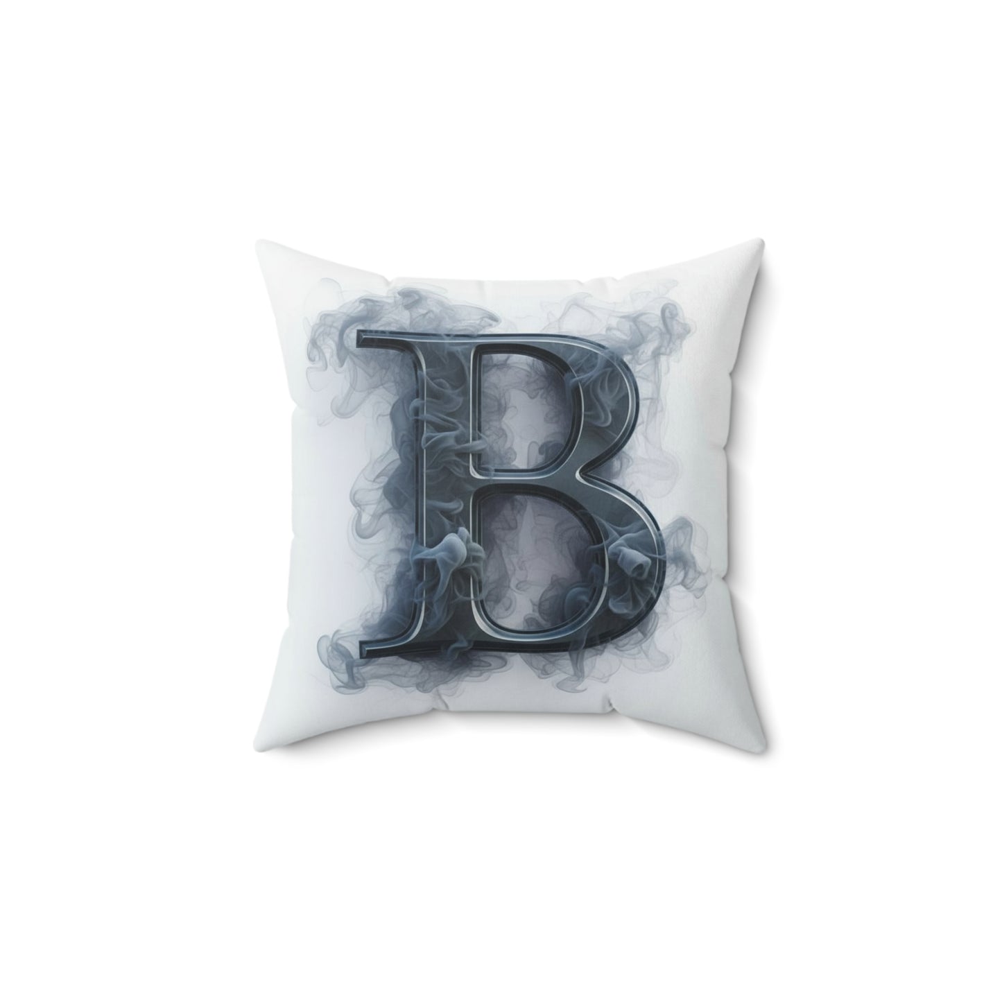 Smoky Monogram 'B' Decorative Pillow — Personalized Initial Accent Cushion