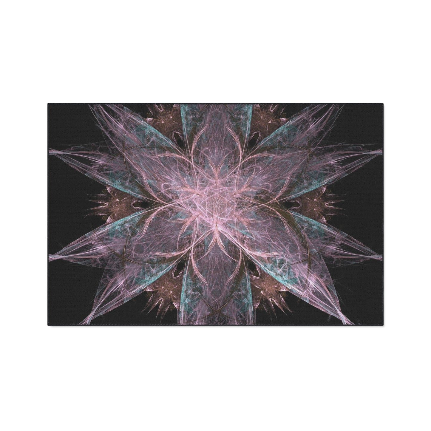 Abstract Floral Mandala Heavy-Duty Floor Mat — Pink Teal Fractal Design