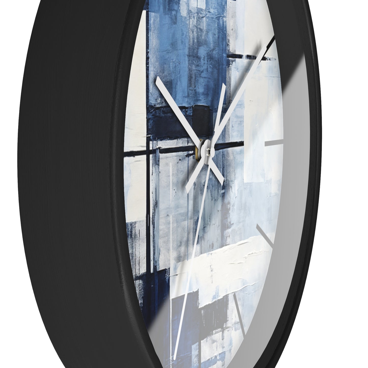 Abstract Blue Geometric Wall Clock — Modern Minimalist Home Decor