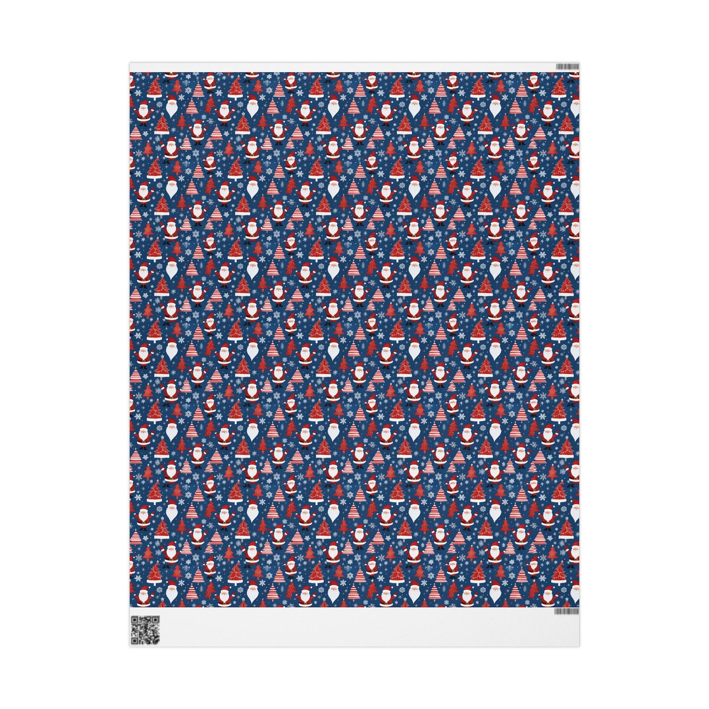 Christmas Santa Wrapping Paper Roll — Blue Festive Holiday Gift Wrap with Santa, Snowflakes & Stockings