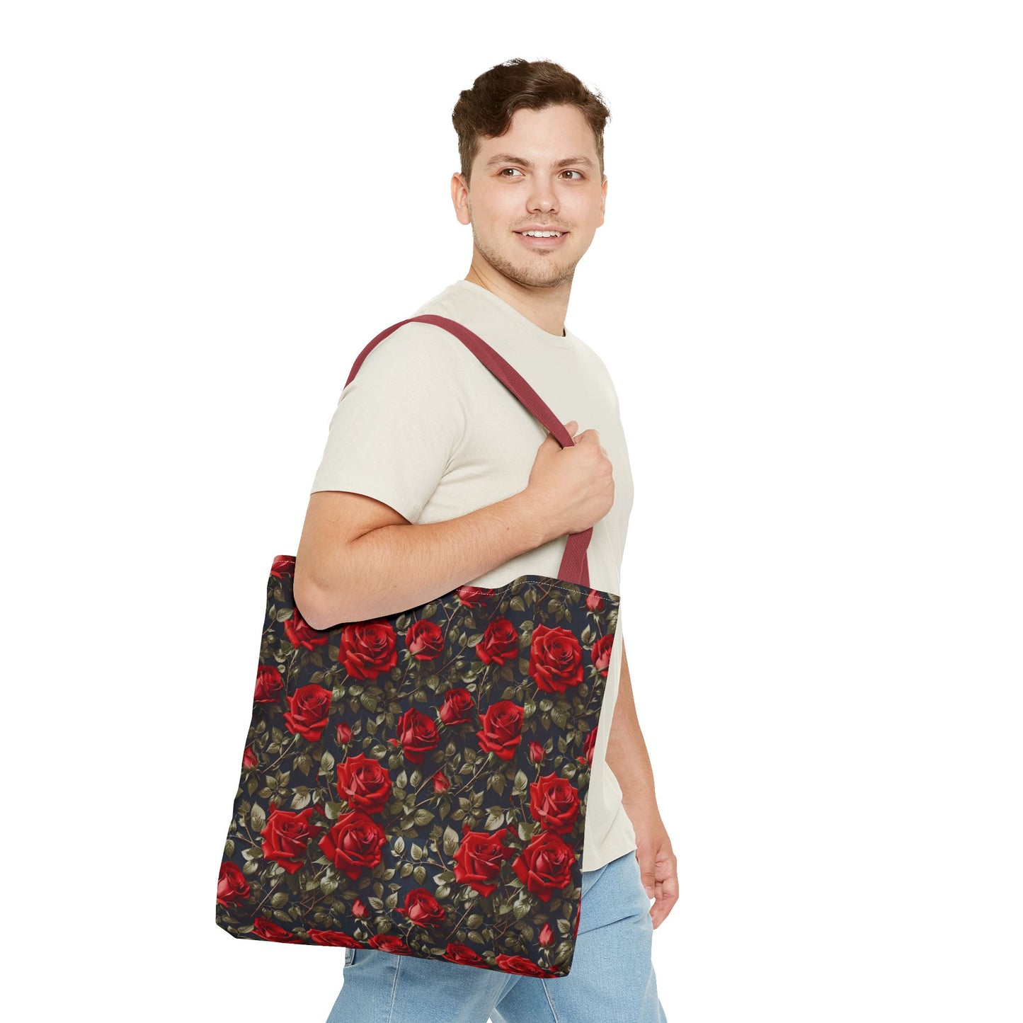 Elegant Floral Tote Bag, Stylish Rose Print, Gift for Her, Eco-Friendly Shopping Bag, Perfect for Spring, Everyday Use, Casual Chic