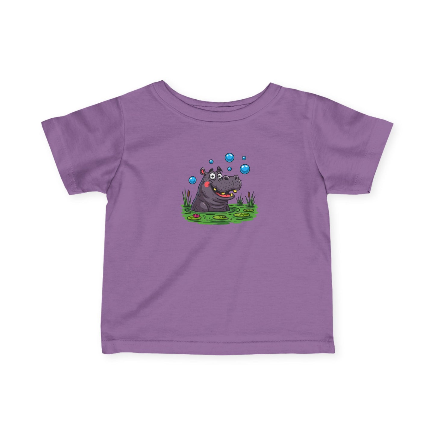 Cute Hippo Infant Tee with Bubbles, Baby Shirt, Toddler T-Shirt, Fun Kids Clothing, Unique Baby Gift, Pram Outfit