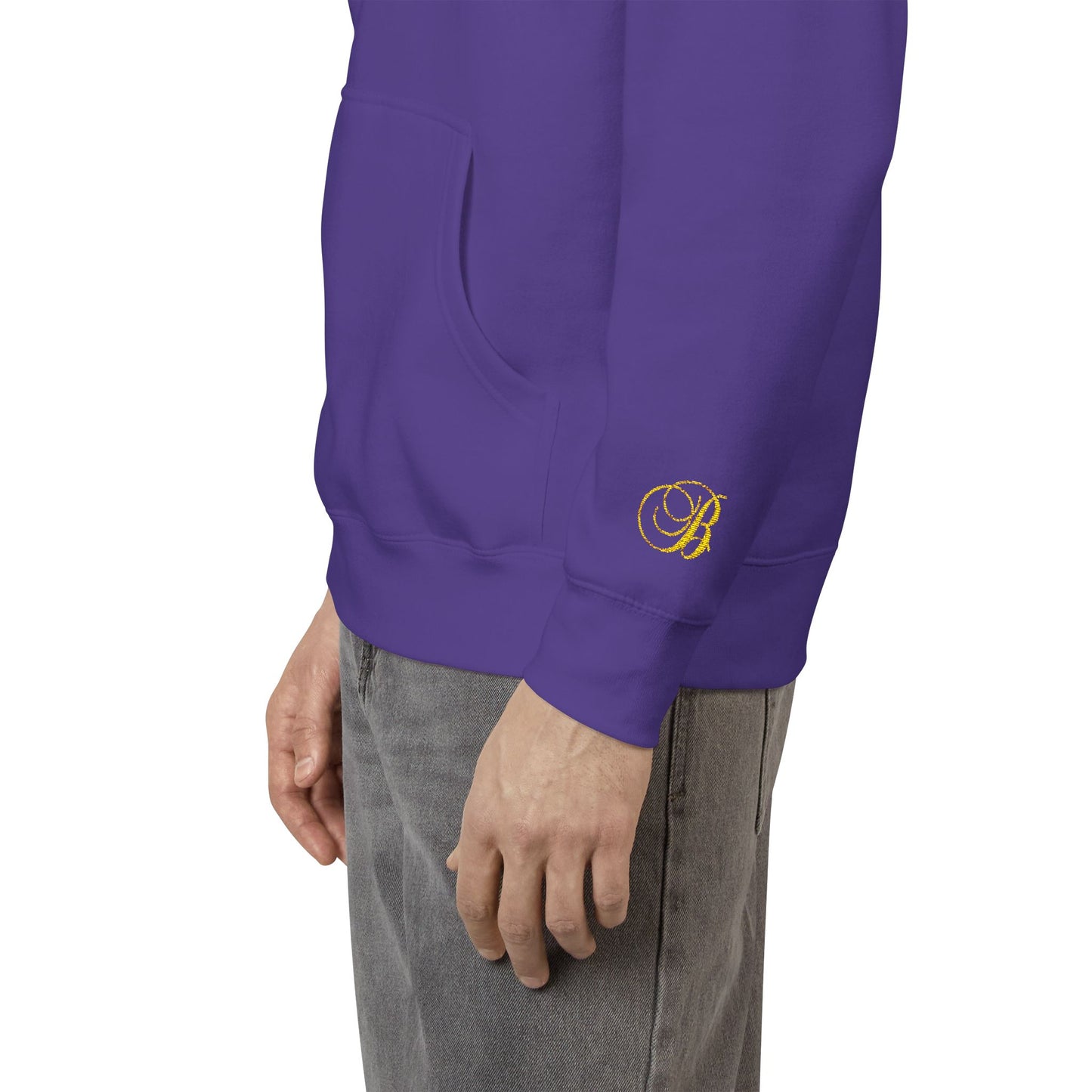 Coral Gold Floral Initial Hoodie — Monogram 'B' Casual Pullover