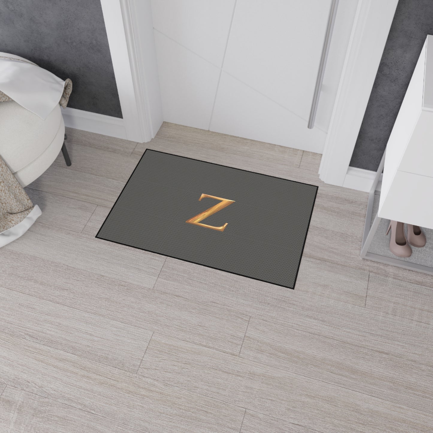 Gray and Gold Monogram Z Heavy-Duty Floor Mat
