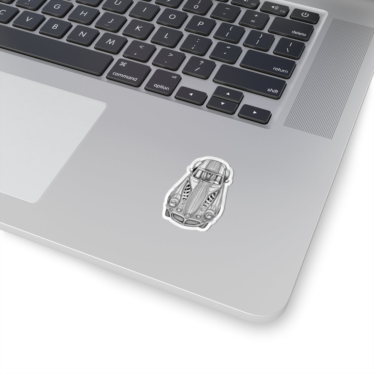 Vintage Sports Car Sticker — Detailed Monochrome Auto Illustration (Kiss-Cut)