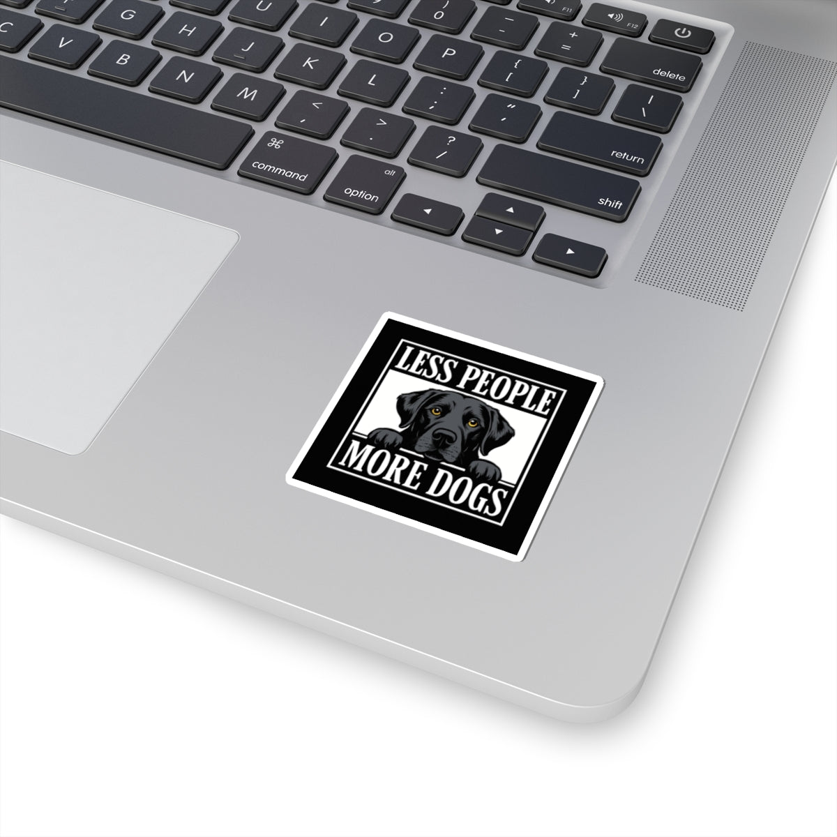 Less People More Dogs Sticker — Black Labrador Kiss-Cut Vinyl Decal