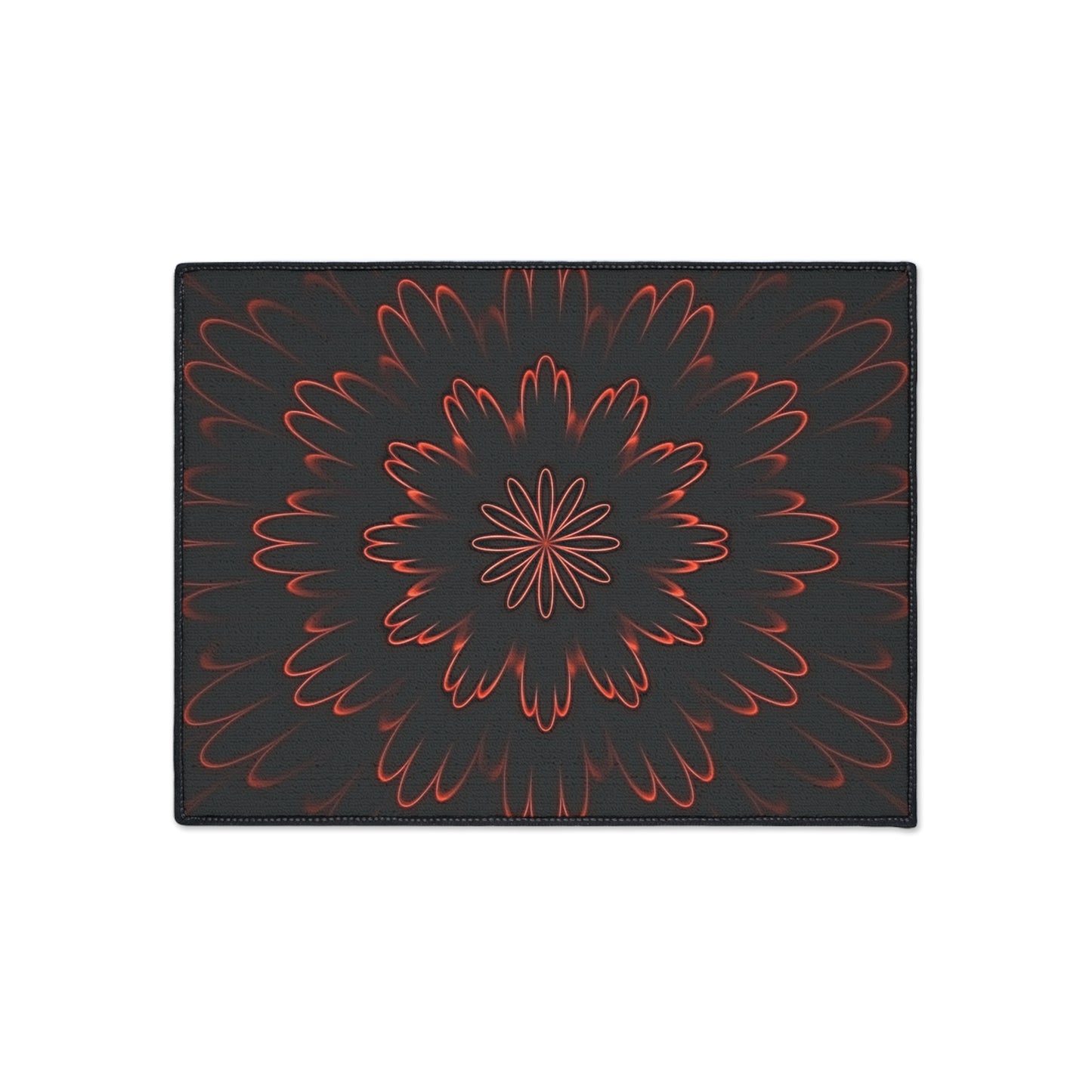 Floral Mandala Heavy Duty Floor Mat — Dark Red Radiant Entry Rug