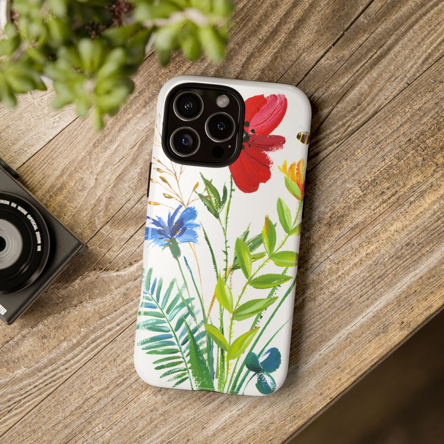 Floral Watercolor Tough Phone Case — Wildflower Bouquet Protective Cover