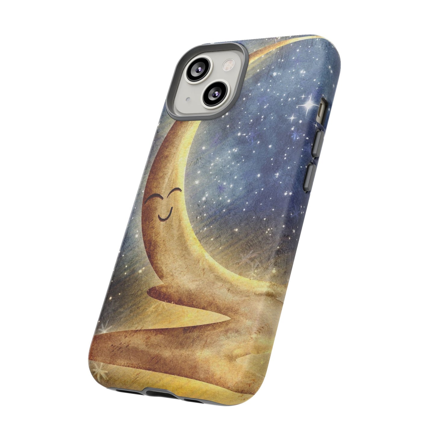 Moonlit Smile Phone Case — Starry Night Crescent Moon iPhone Cover