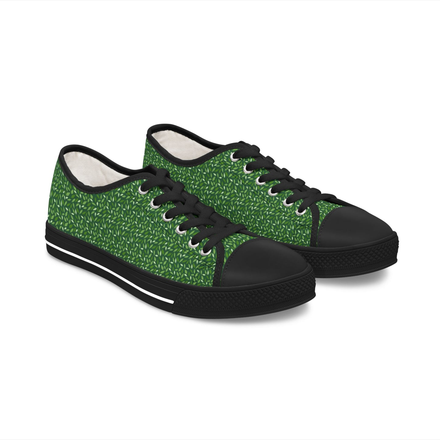 Green Texture Low Top Sneakers — Women's Casual Canvas Shoes