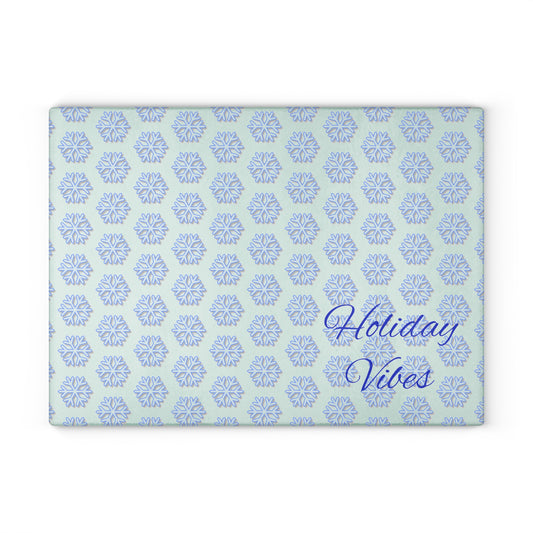 Holiday Vibes Glass Cutting Board | Festive Kitchen Decor, Holiday Gift, Home Cooking Accessory, Unique Culinary Gift, Seasonal Kitchenware