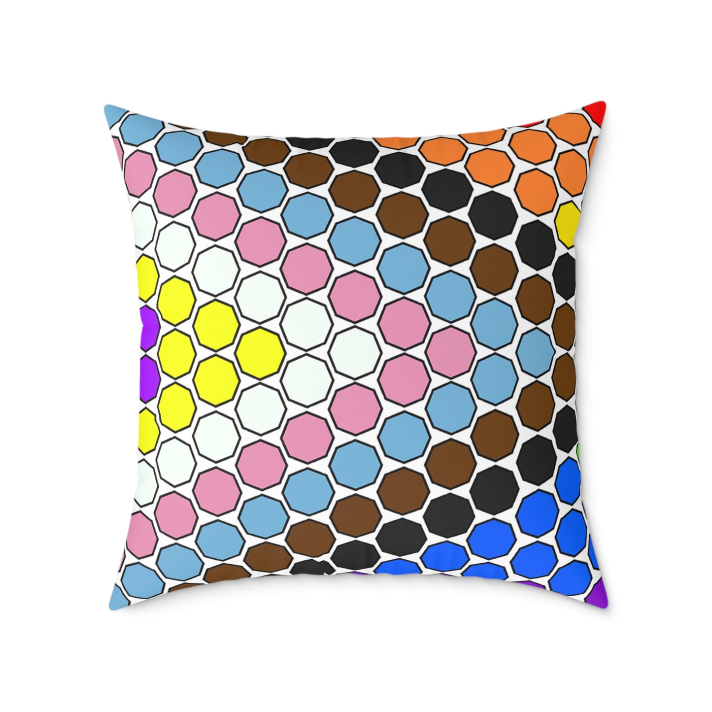 Geometric Mosaic Square Pillow — Colorful Hexagon Pattern Throw Cushion