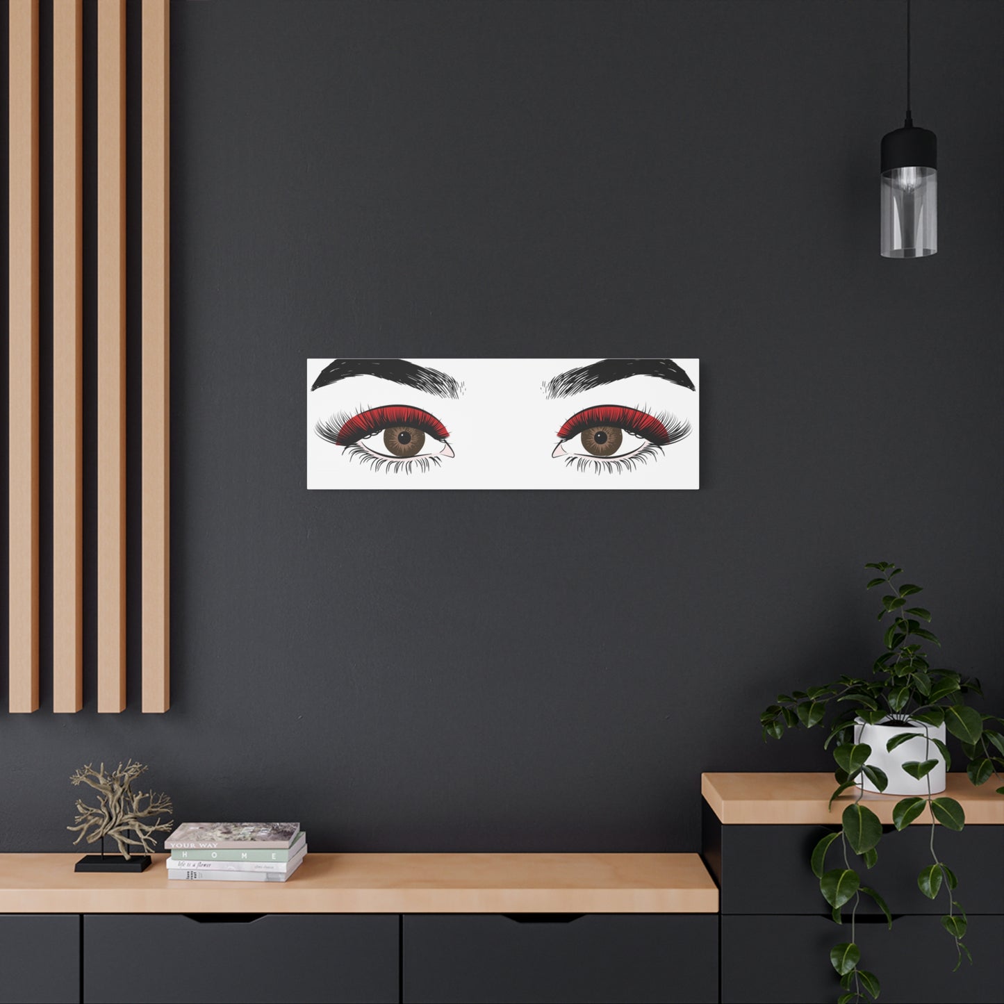 Red Lashes Wall Art Canvas — Glam Eyes Makeup Decor