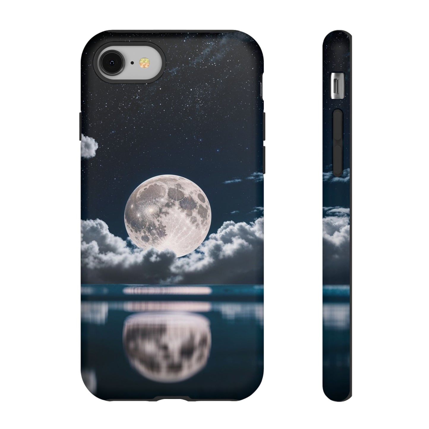Moonlit Reflection Phone Case — Night Sky Moon & Clouds Tough Case