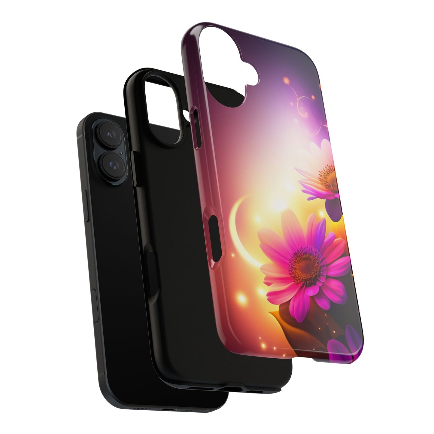 Floral Moonlight Phone Case – Purple Daisy Protective Cover