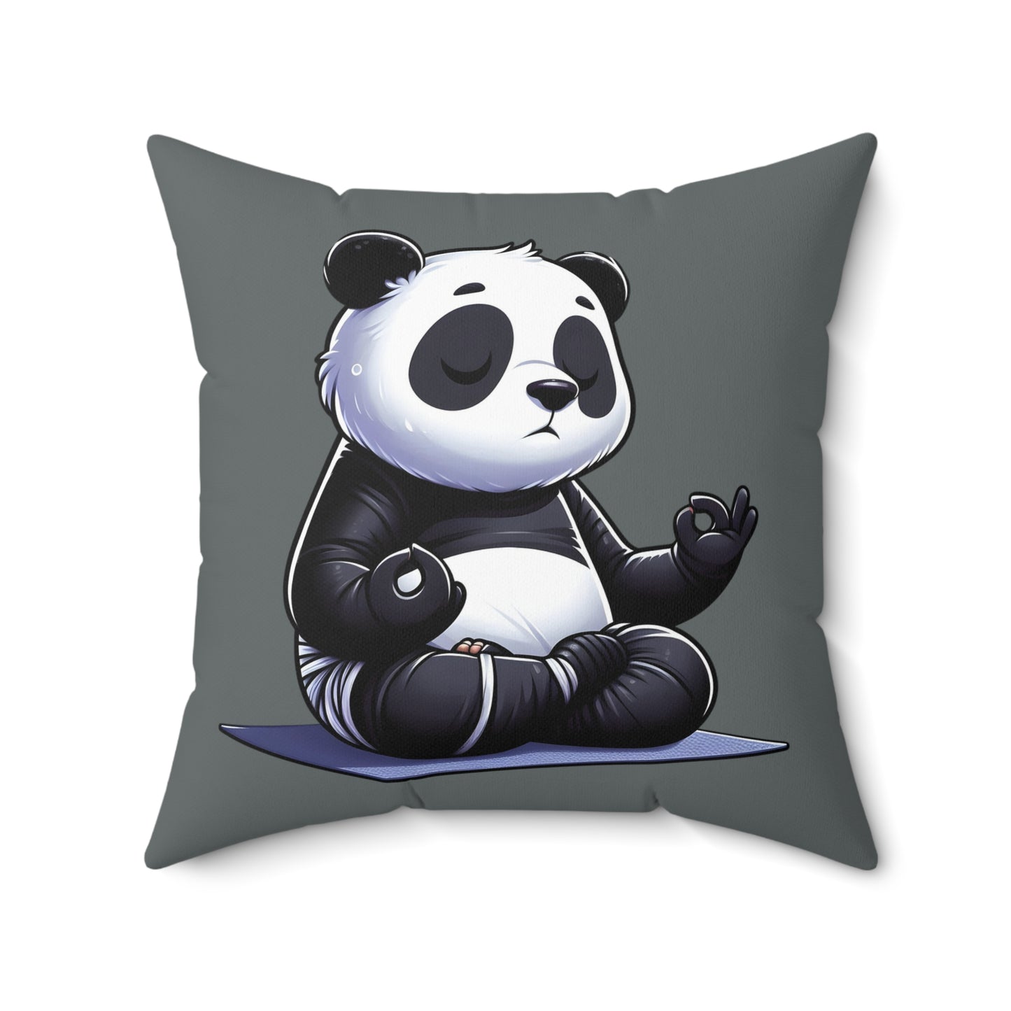 Meditating Panda Throw Pillow — Cute Zen Yoga Decorative Cushion