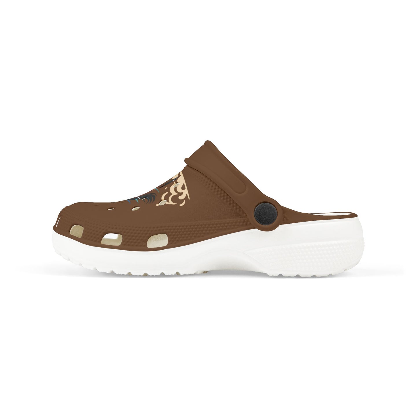 Kids Horse Print Foam Clogs — Brown EVA Slip-On Sandals for Children