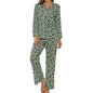 V-Neck Women Night Wear Suit Green Ivy