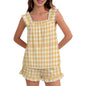 Ruffled Pajama Set Yellow Stripes