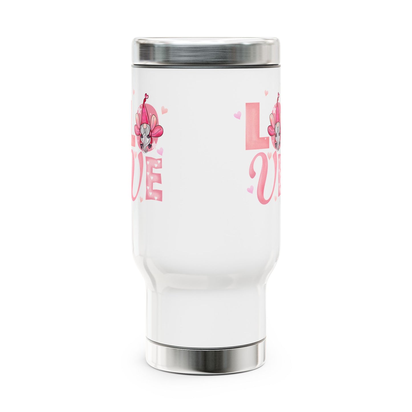 Love Floral Travel Mug — 14oz Stainless Steel Handle Tumbler