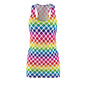 Rainbow Polka Dot Women's Racerback Dress, Colorful Summer Dress, Casual Wear, Festival Outfit, Beach Cover-Up, Gift for Her