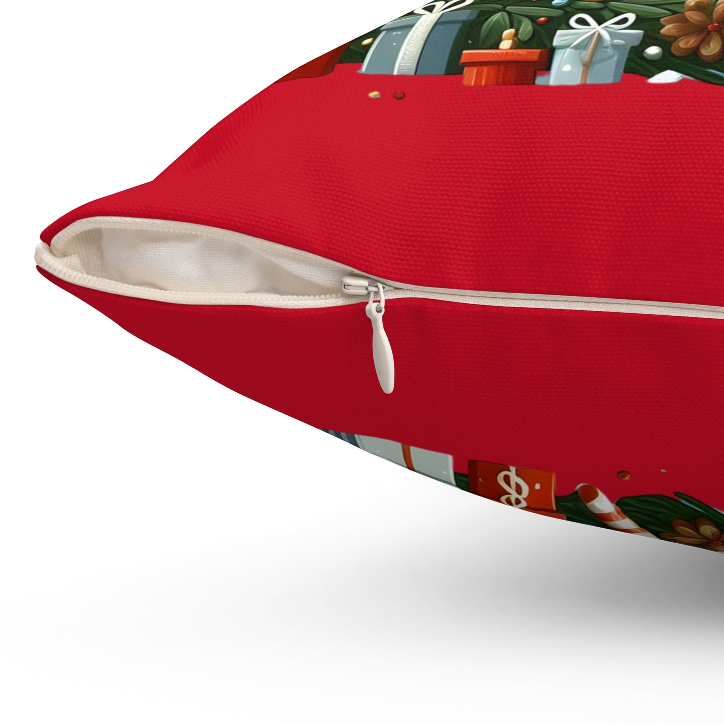 Christmas Wreath 'Z' Holiday Throw Pillow – Festive Red Decorative Cushion