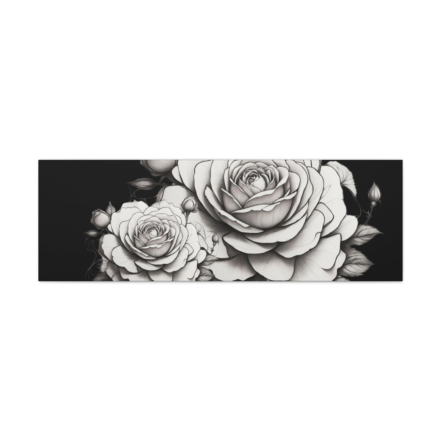 Monochrome Rose Canvas Print — Black & White Floral Wall Art