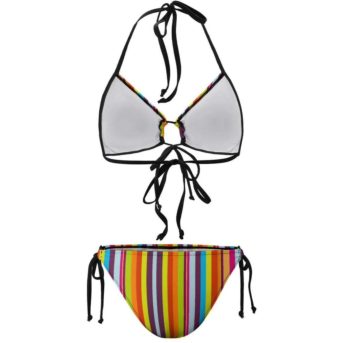 Halter Tie Front Bikini Set Striped