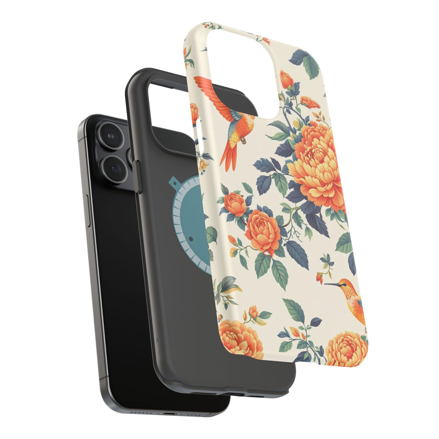 Floral Hummingbird Magnetic Phone Case — Impact-Resistant Protective Cover