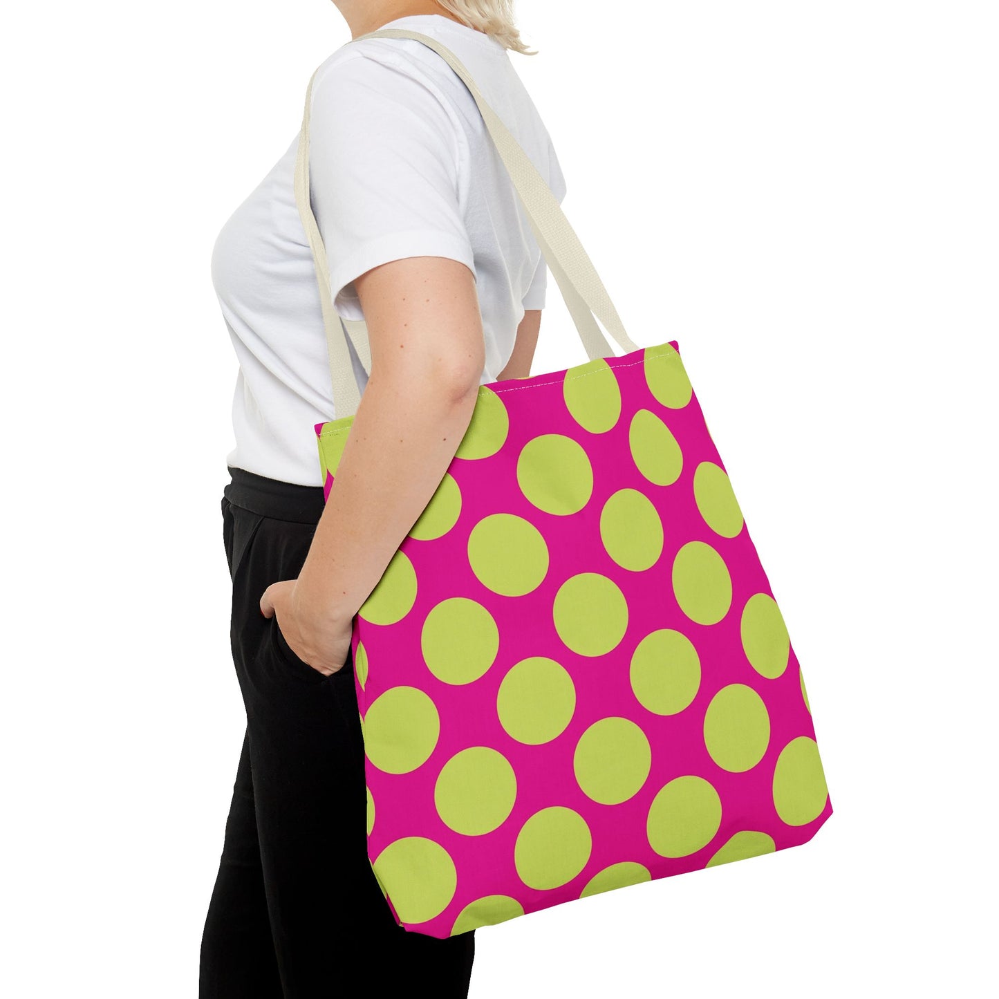 Vibrant Polka Dot Tote Bag, Colorful Shopping Bag, Eco-Friendly Tote