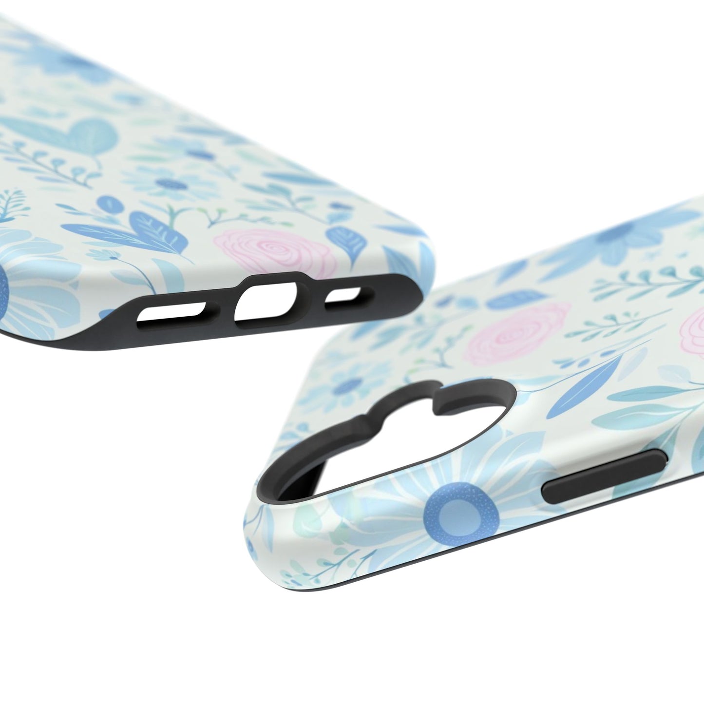 Floral Pastel Magnetic Impact Phone Case — Blue & Pink Botanical Design