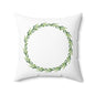 Green Laurel Wreath Decorative Pillow — Botanical Farmhouse Throw Pillow