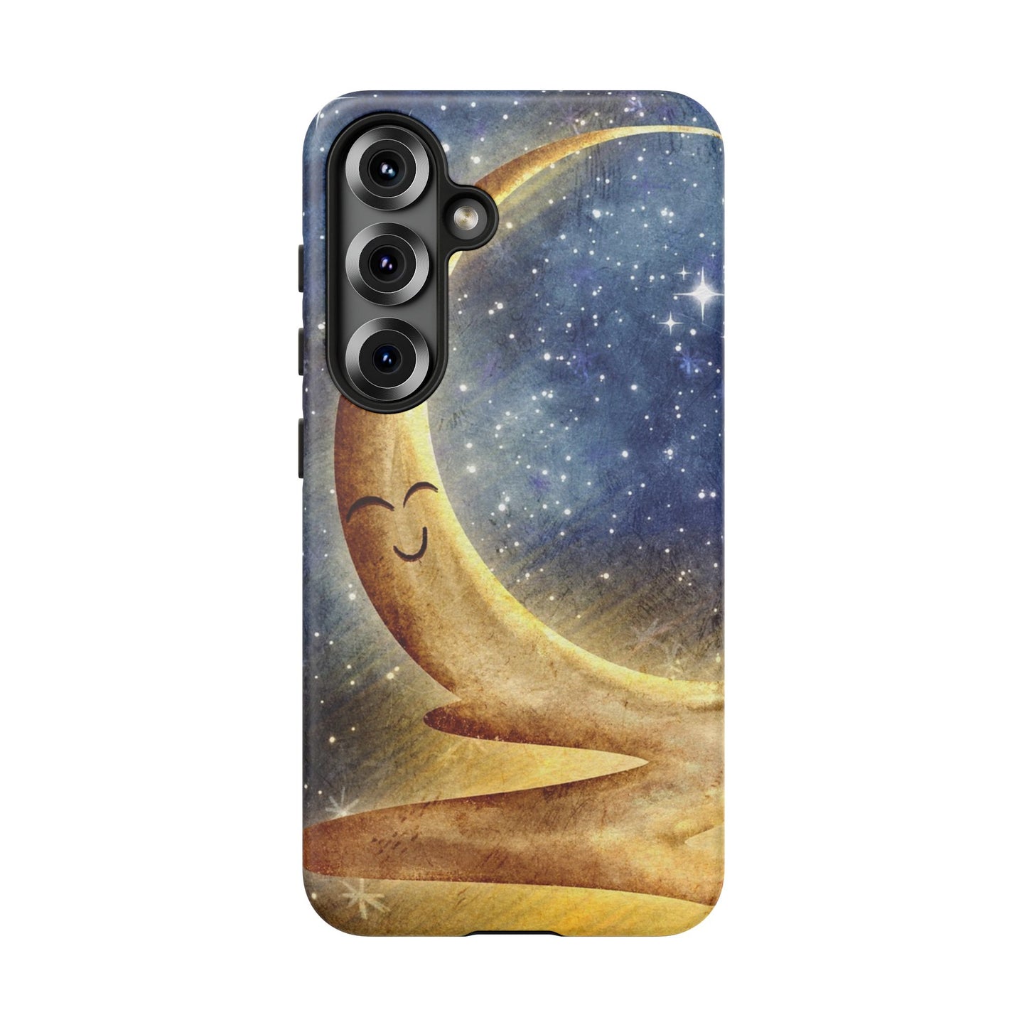 Moonlit Smile Phone Case — Starry Night Crescent Moon iPhone Cover