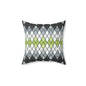 Argyle Geometric Square Pillow — Green & Gray Decorative Throw Pillow