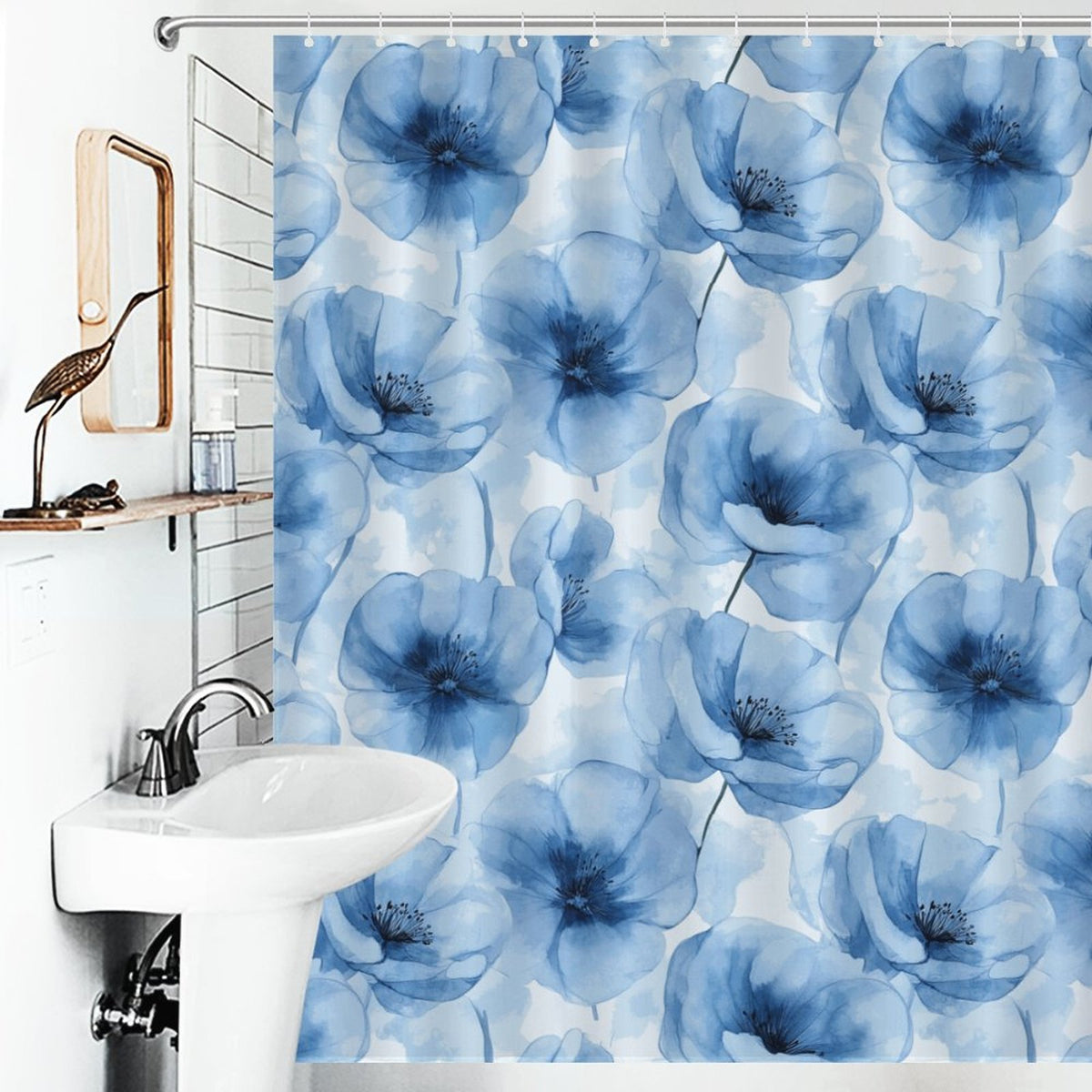 Blue flower curtain