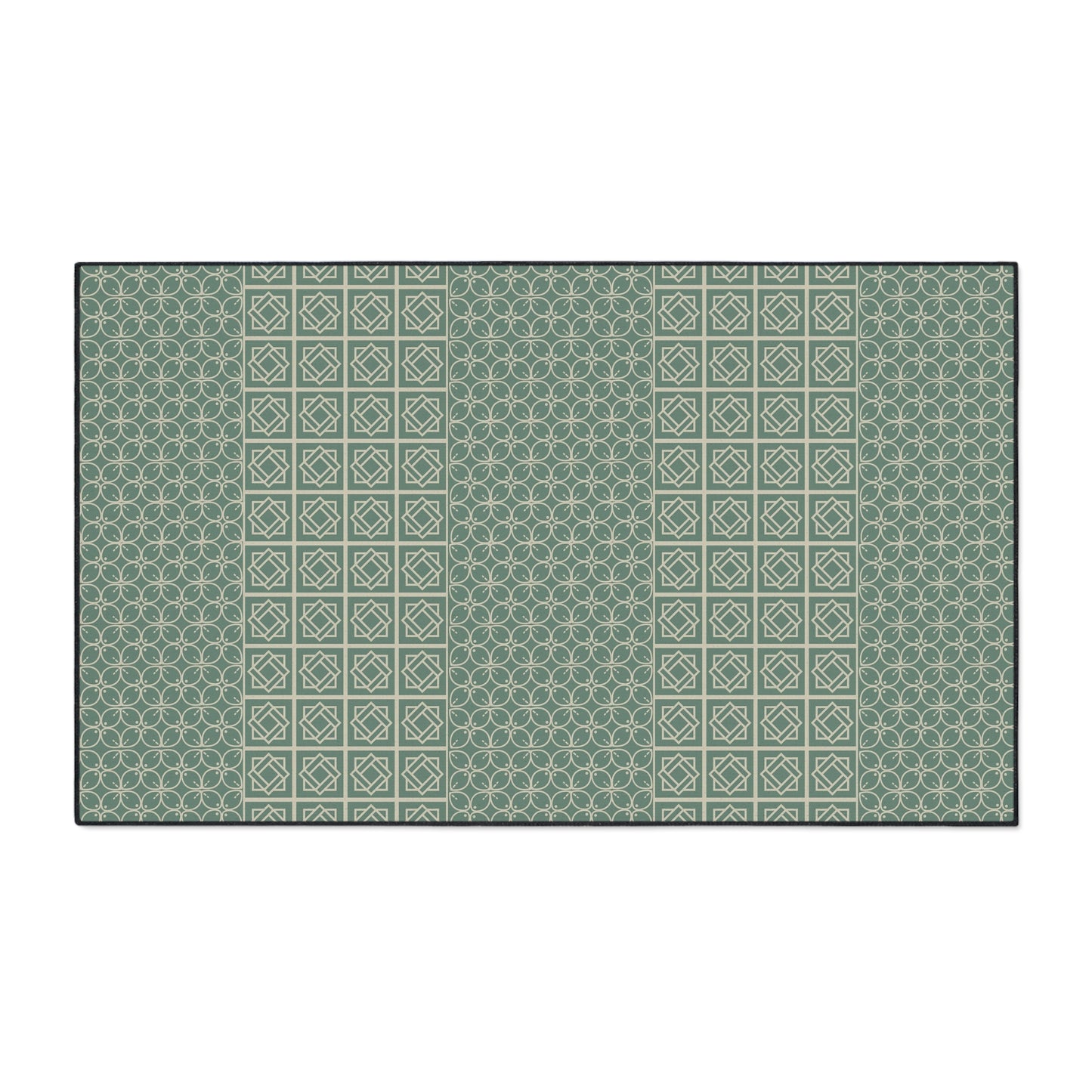 Green Geometric Heavy Duty Floor Mat — Durable Non-Slip Entry Rug