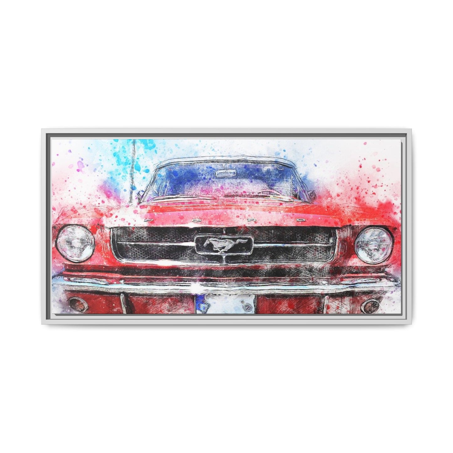 Matte Canvas, Framed Mustang Car