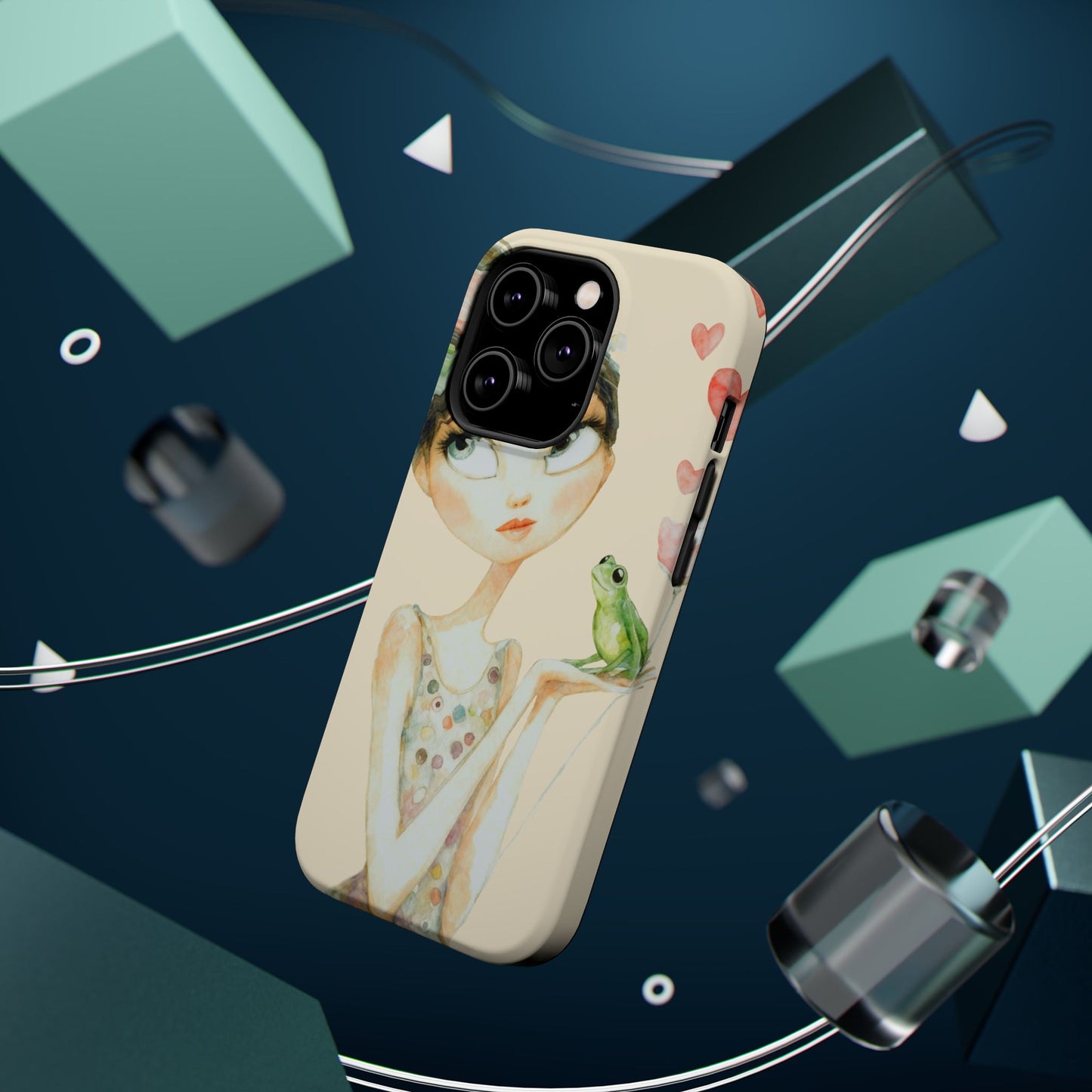 Whimsical Girl with Frog Magnetic Impact Phone Case