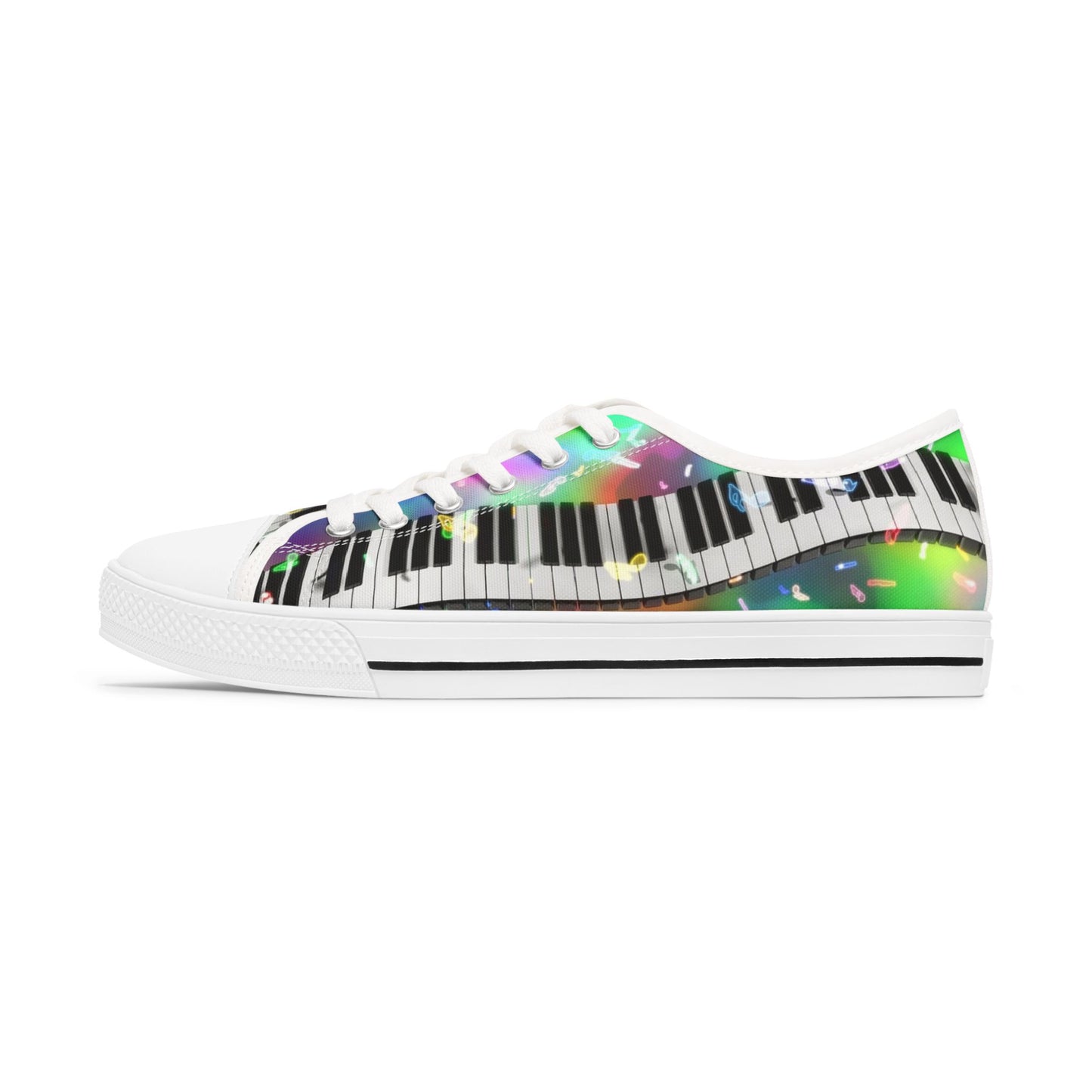 Piano Keys Low Top Sneakers — Colorful Musical Canvas Shoes