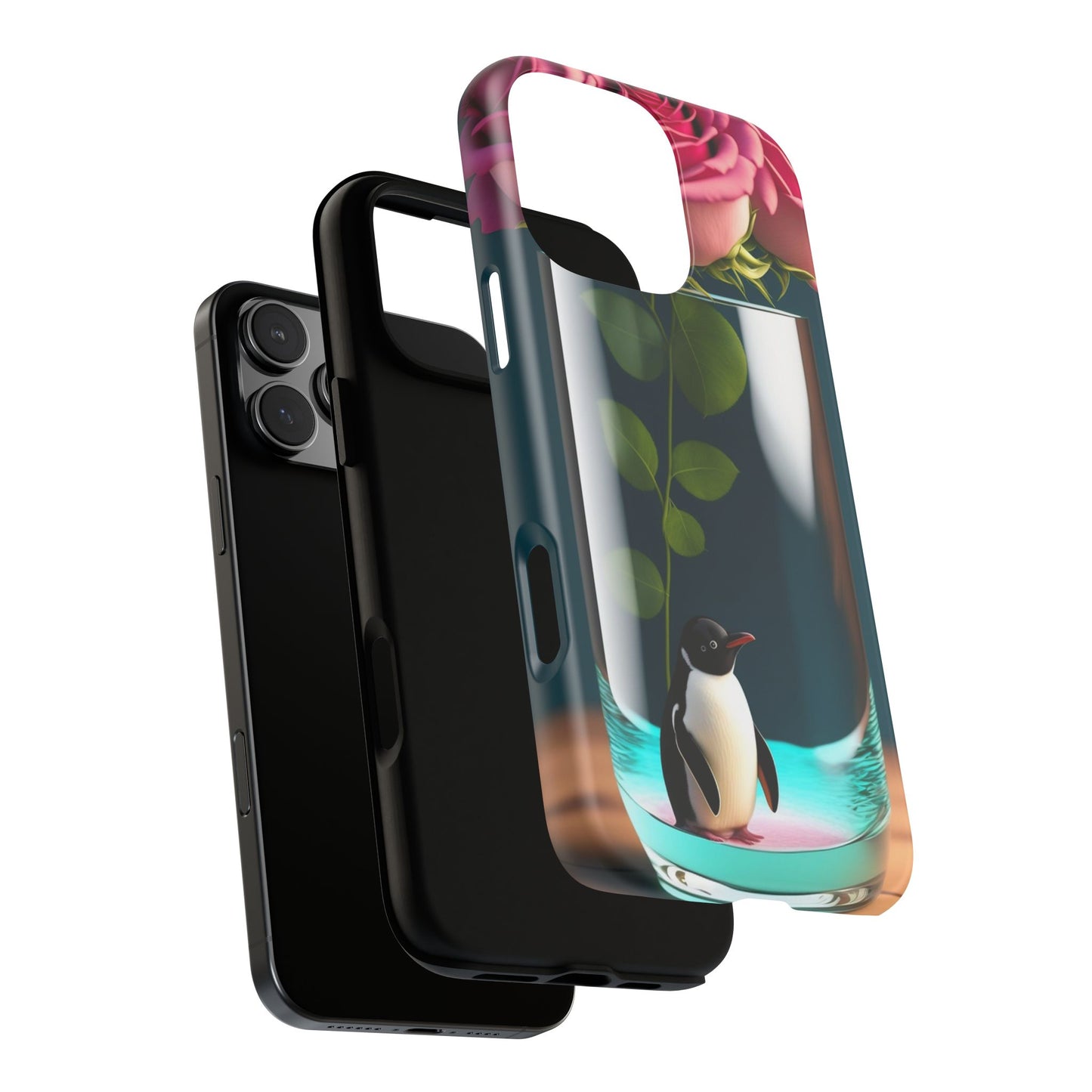 Penguin in a Glass Floral Tough Phone Case — Cute Protective Phone Cover