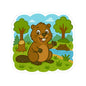 Beaver Pond Kiss-Cut Sticker – Cute Woodland Animal Laptop Decal