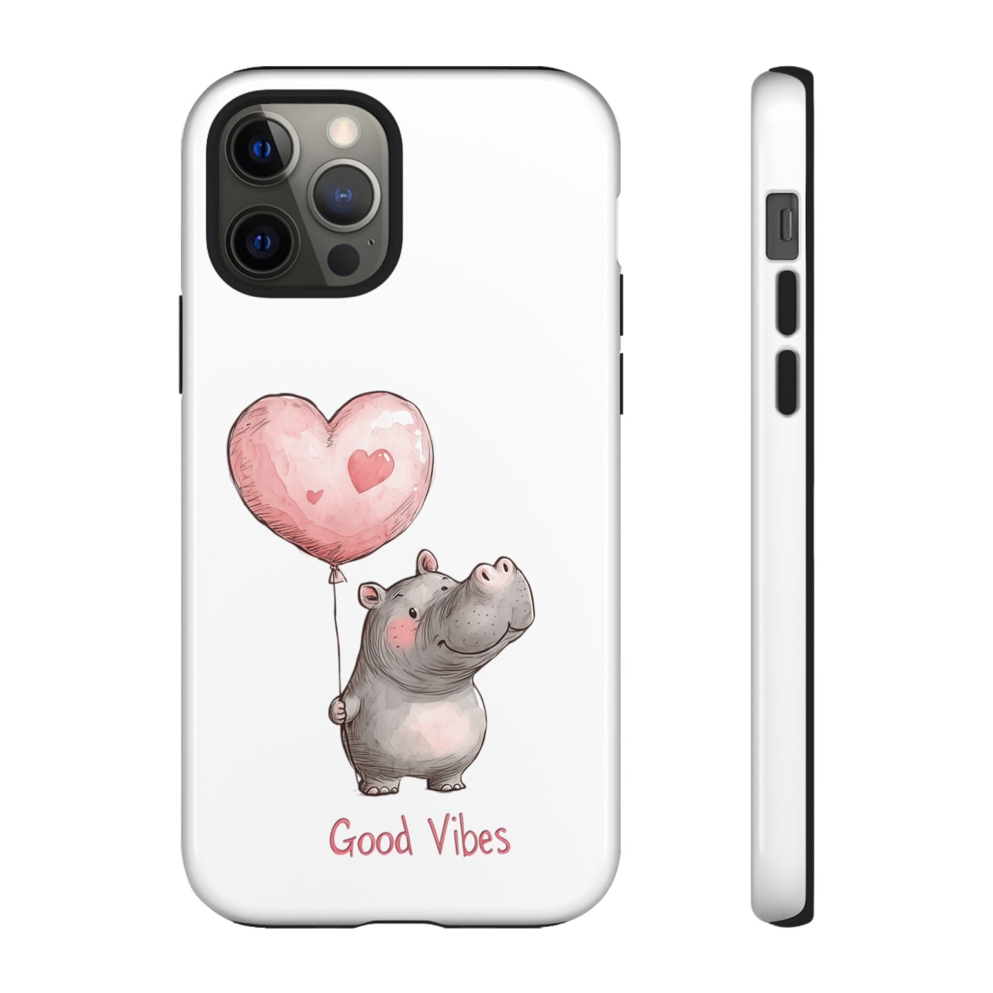 Cute Hippo Phone Case - Good Vibes Design, Animal Lover Gift, Fun Accessory, Birthday Present, Phone Accessories