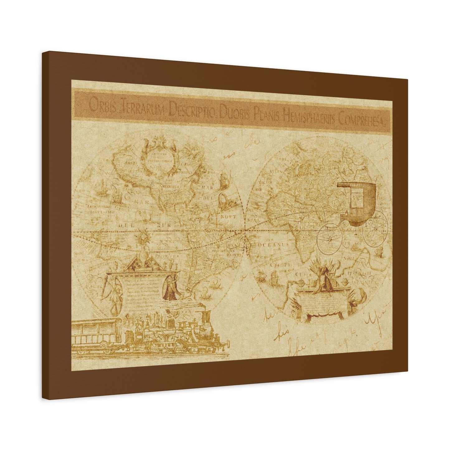 Vintage World Map Canvas Print — Matte Stretched Wall Art