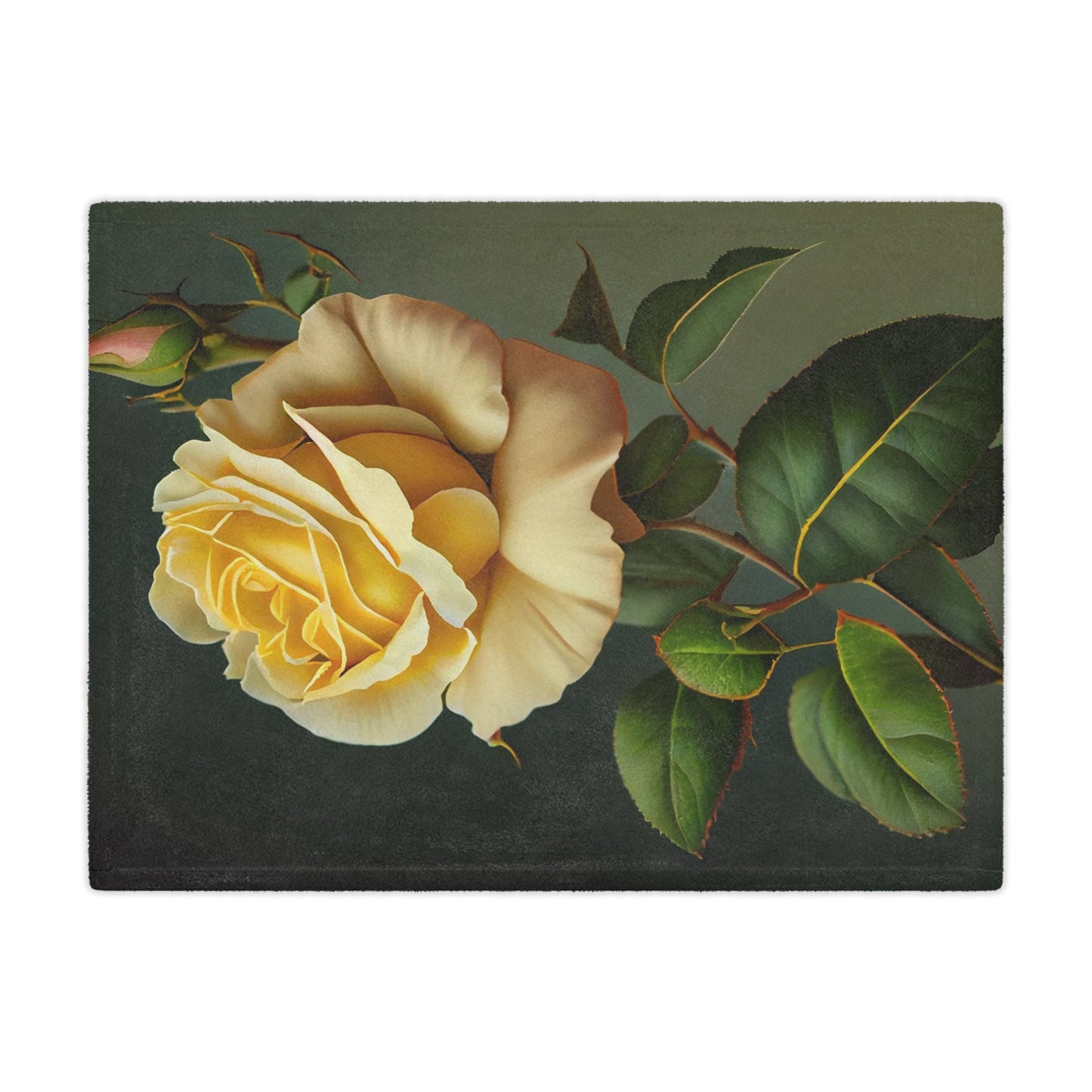Yellow Rose Minky Blanket — Vintage Botanical Throw for Bedroom & Living Room